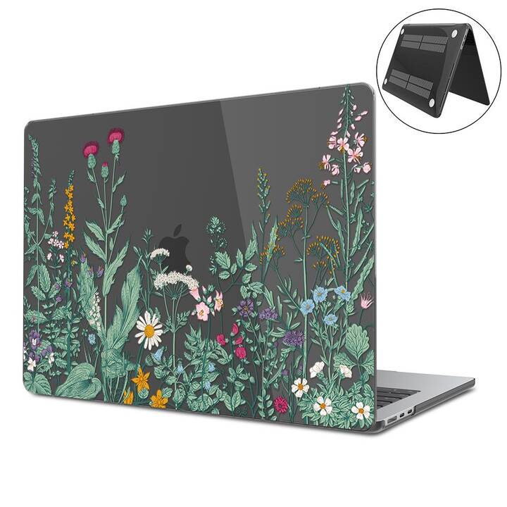 EG Coque rigide (MacBook Air 13" M2 2022, Fleurs, Transparent, Noir)