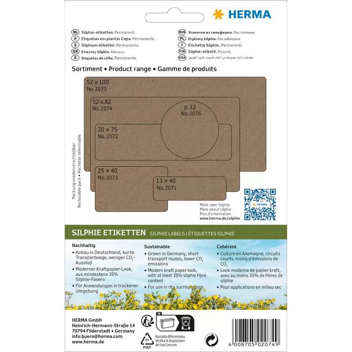 HERMA Etiketten (Braun, 4 Stück, FSC)