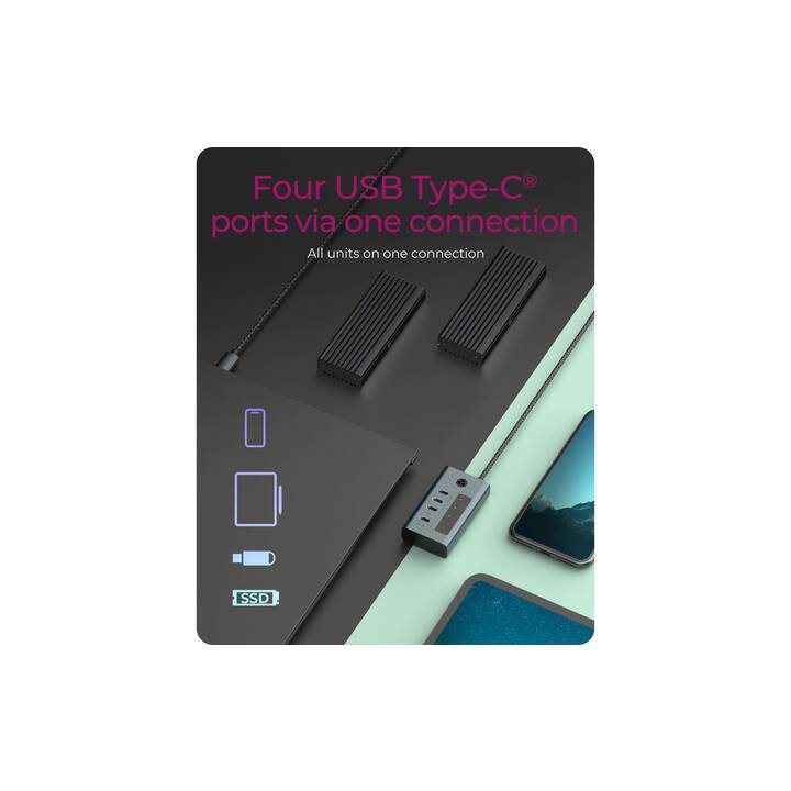 ICY BOX USB-Hub (4 Ports, USB de type C)