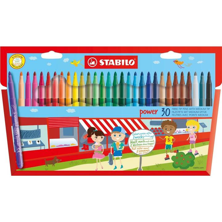 STABILO Power Crayon feutre (Multicolore, 30 pièce)