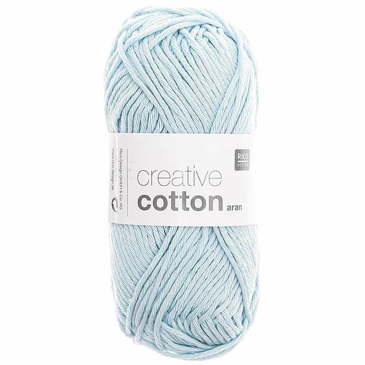 RICO DESIGN Lana Creative Cotton Aran (50 g, Blu chiaro, Blu)