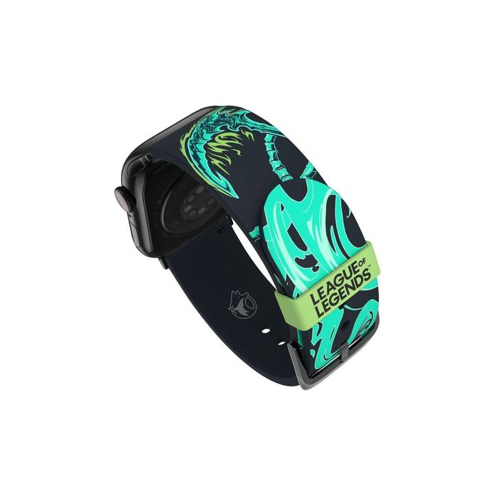 MOBY FOX League of Legends Thresh Armband (Apple Watch Series 7 / Ultra / Series 2 / Series 5 / Series 8 / SE / Series 1 / Series 3 / Series 4 / Series 6, Schwarz, Grün)