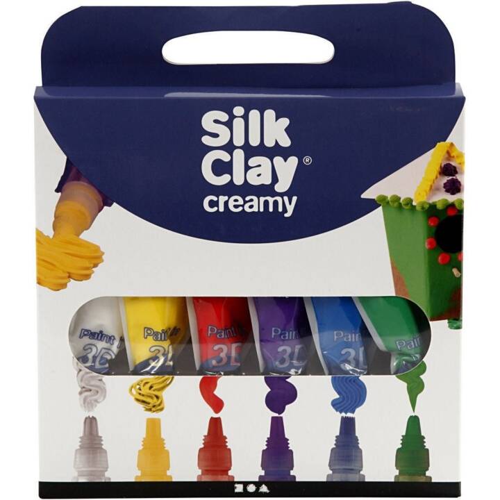 CREATIV COMPANY Pâte à modeler Silk Clay (Mauve, Jaune, Vert, Bleu, Rouge, Blanc)