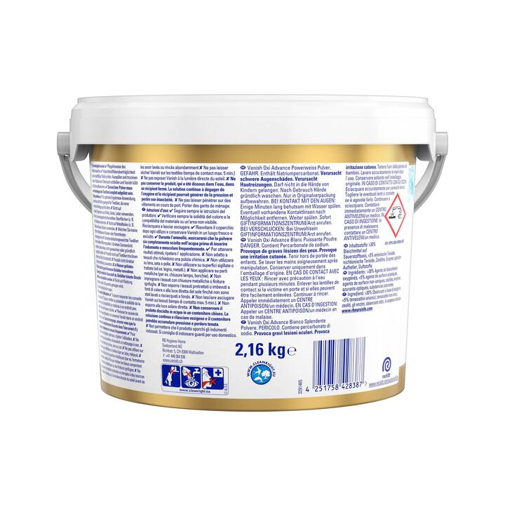 VANISH Lessive pour machines Gold Oxi Advance (2.16 kg, Poudre)