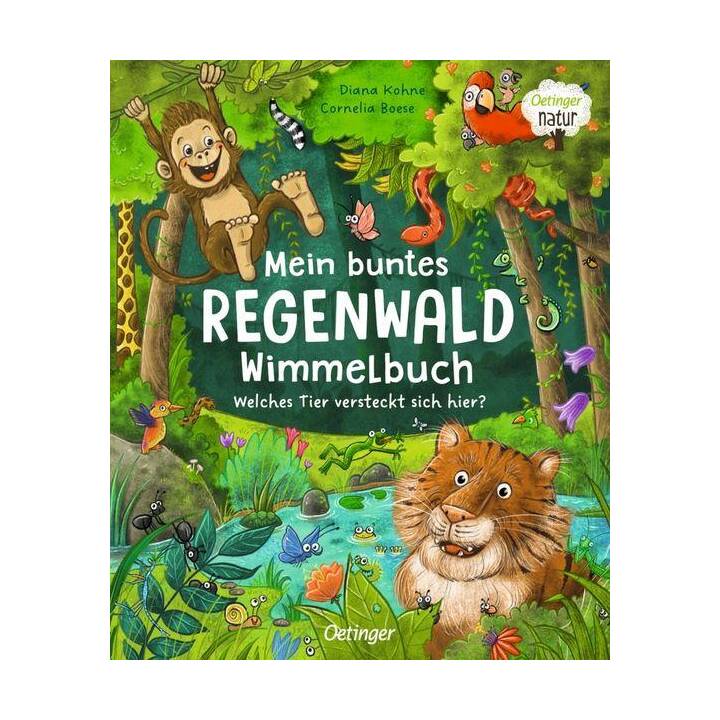 Mein buntes Regenwald Wimmelbuch. Welches Tier versteckt sich hier?. Nachhaltig hergestelltes Öko-Pappbilderbuch für die Kleinsten