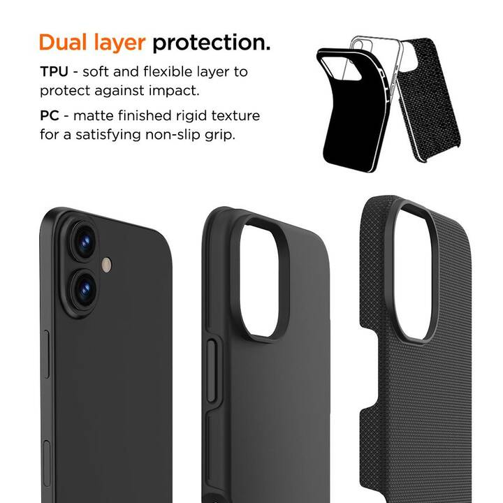 EIGER Backcover North Rugged (iPhone 16, Noir)