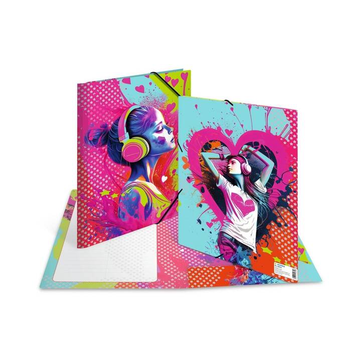 HERMA Cartellina con elastico Music Girl (Multicolore, A4, 1 pezzo)