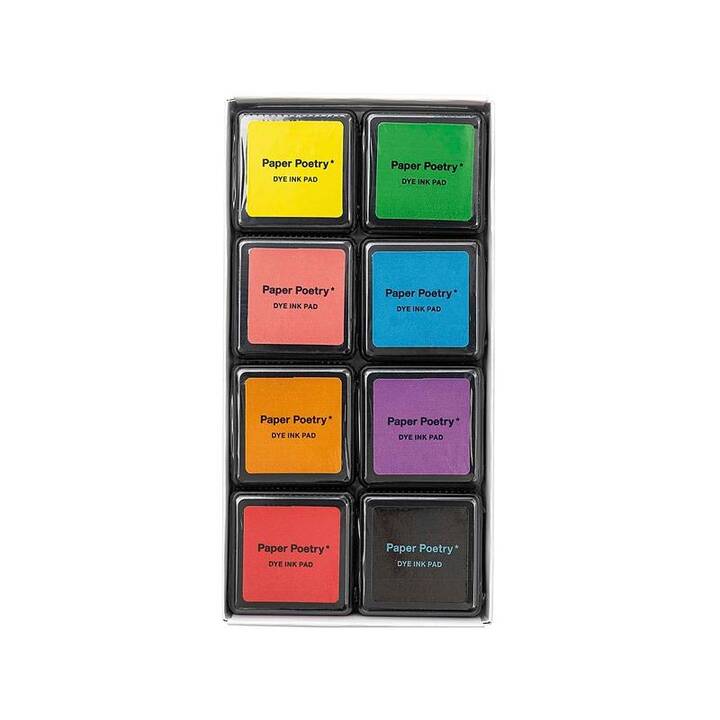RICO DESIGN Stempelkissen Essentials (Pink, Gelb, Blau, Violett, Orange, Schwarz, Grün, Rot, 8 Stück)