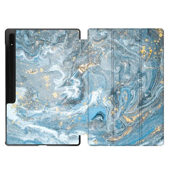 EG Housse (11", Galaxy Tab S9, Marbre, Bleu)