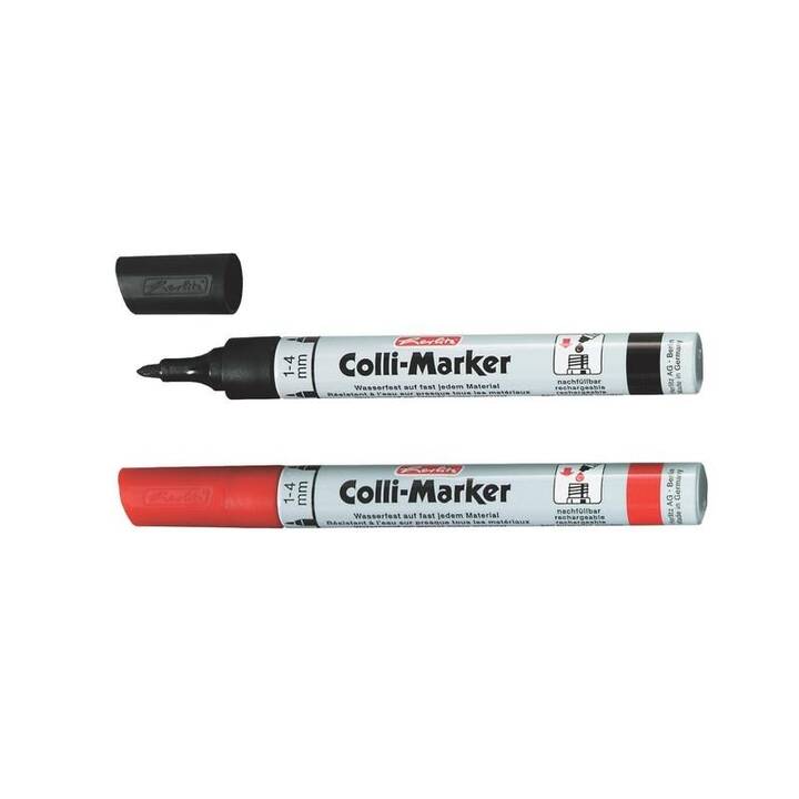 HERLITZ Pennarello indelebile Colli  (Rosso, Nero, 2 pezzo)