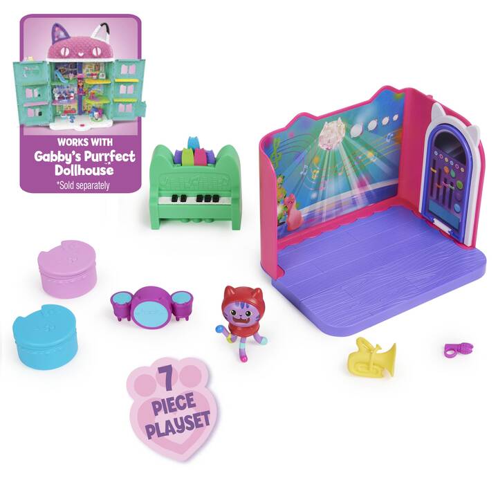 SPINMASTER Gabby's Dollhouse Deluxe Room DJ Catnips Musicroom Set di figure da gioco