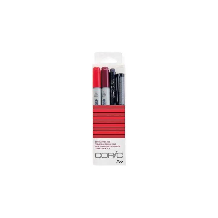 COPIC Pennarello acrilico Ciao (Nero, Rosso, 4 pezzo)