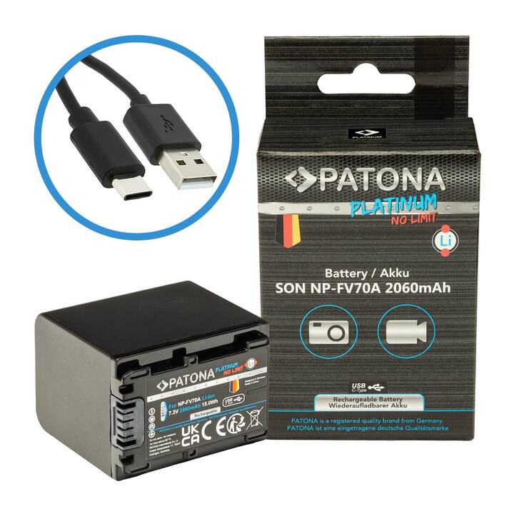 PATONA Sony Platinum Accu de caméra (Lithium-Ion, 2060 mAh)