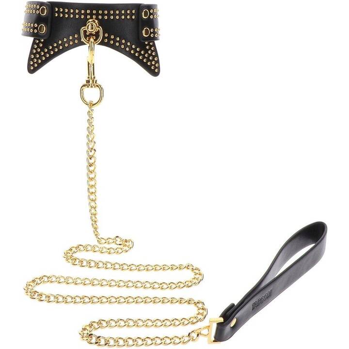 TABOOM VOGUE Collier fétiche avec laisse (Noir, Doré)