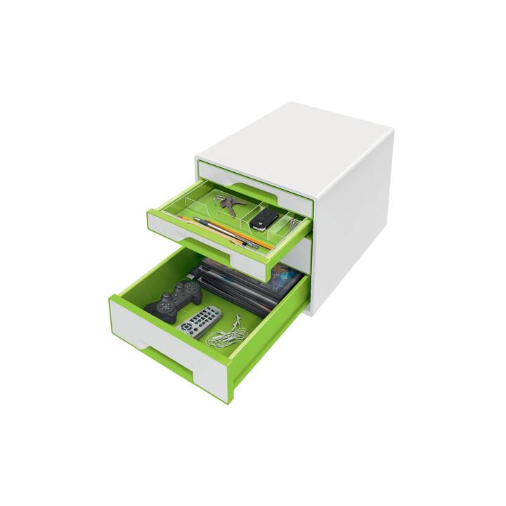 LEITZ Büroschubladenbox Wow Cube (28.7 cm  x 36.3 cm  x 27 cm, Grün, Weiss)