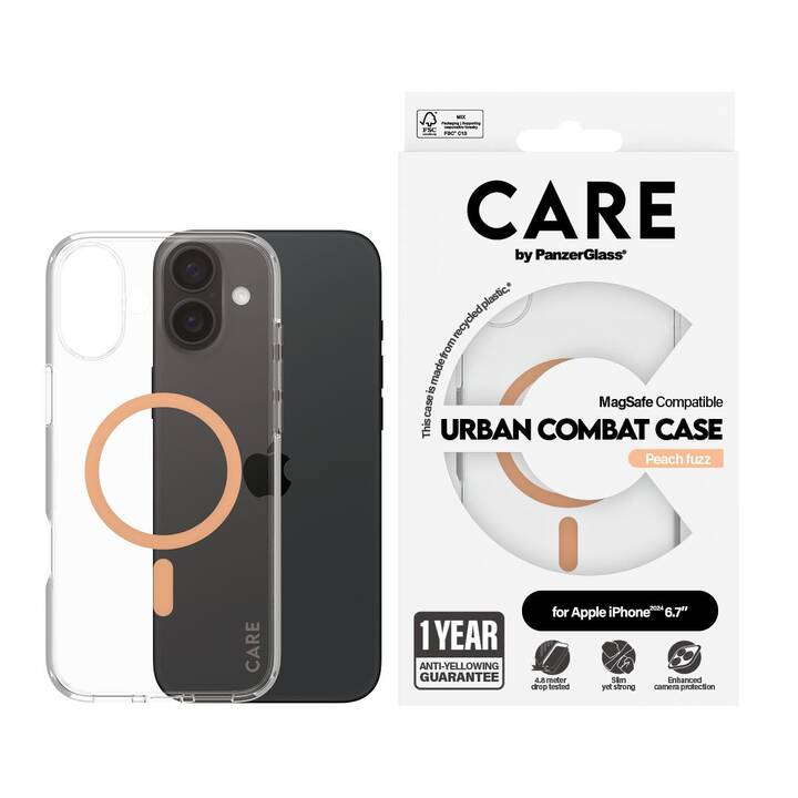 CARE Backcover MagSafe Flagship (iPhone 16 Plus, Transparente, Arancione)