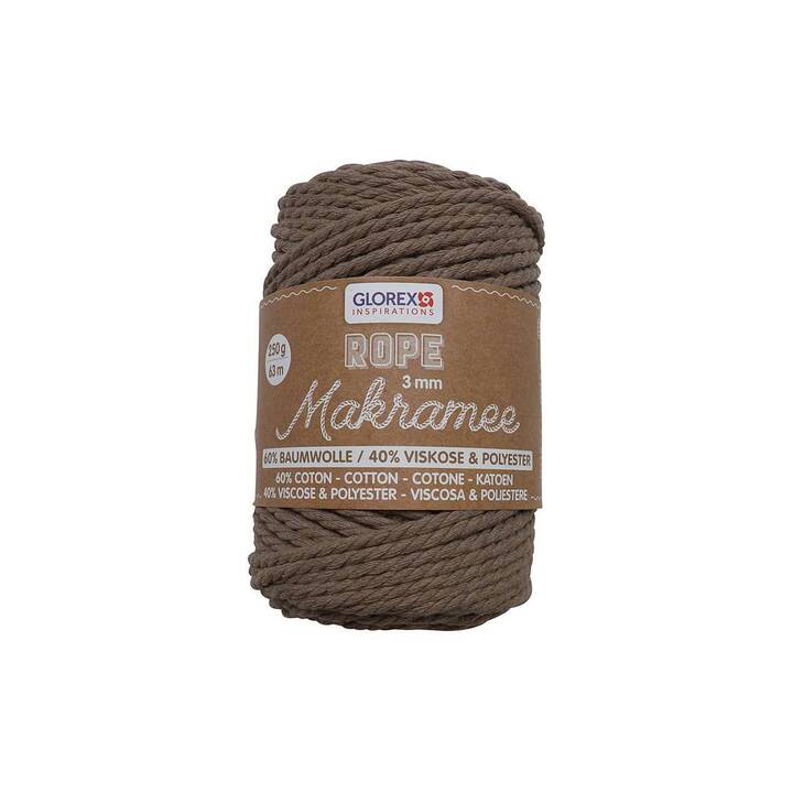 GLOREX Corda macramè (250 g, Beige, Marrone, Marrone chiaro)