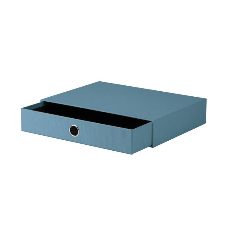 RÖSSLER PAPIER Boite à tiroirs de bureau (A4, 335 mm  x 252 mm  x 65 mm, Bleu, Noir)