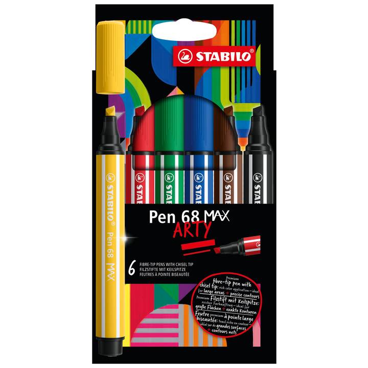 STABILO Max Arty Crayon feutre (Jaune, Noir, Vert, Rouge, Brun, Bleu, 6 pièce)
