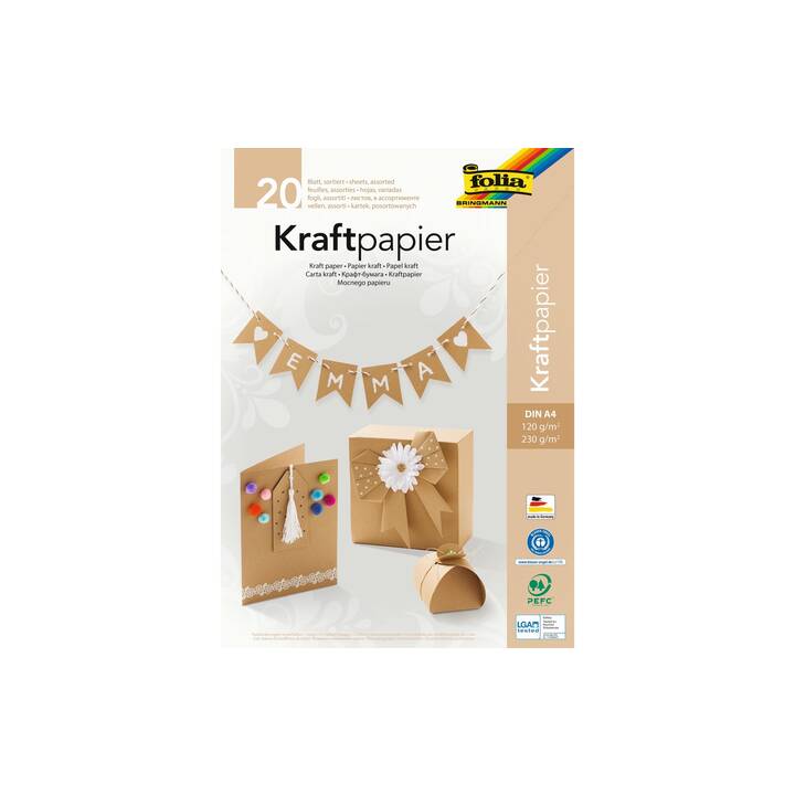 FOLIA Carta Kraft Uni (Marrone, A4, 20 foglio)