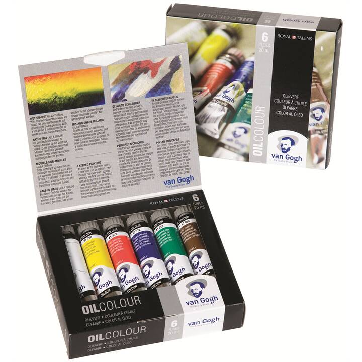 VAN GOGH Ölfarbe Starter-Set Set (6 x 120 ml, Gelb, Braun, Dunkelblau, Grün, Rot, Blau, Weiss)