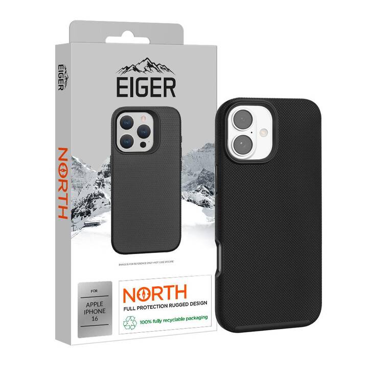 EIGER Backcover North Rugged (iPhone 16, Noir)