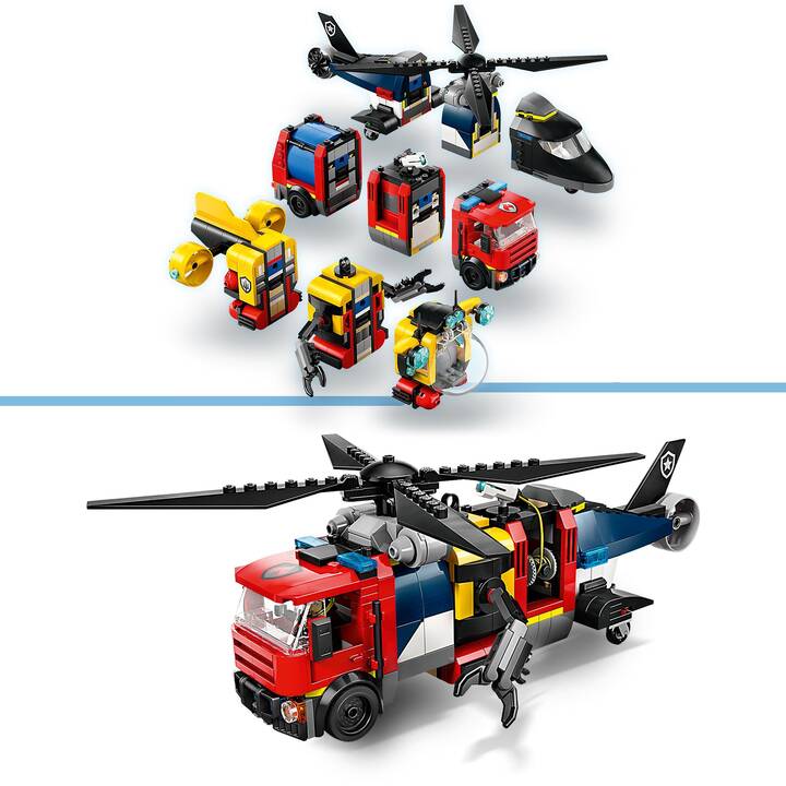 Lego City H Licopt Re Camion De Pompiers Et Sous Marin Modulable Interdiscount