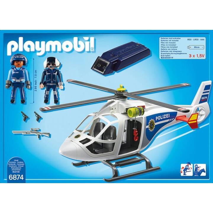 PLAYMOBIL City Action Polizei-Helikopter mit LED-Suchscheinwerfer (6874)