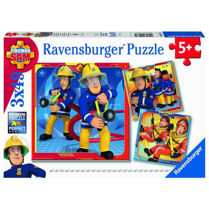 RAVENSBURGER Vigili del fuoco Sam Our Hero Firefighter Puzzle (3 x 147 x, 49 x)