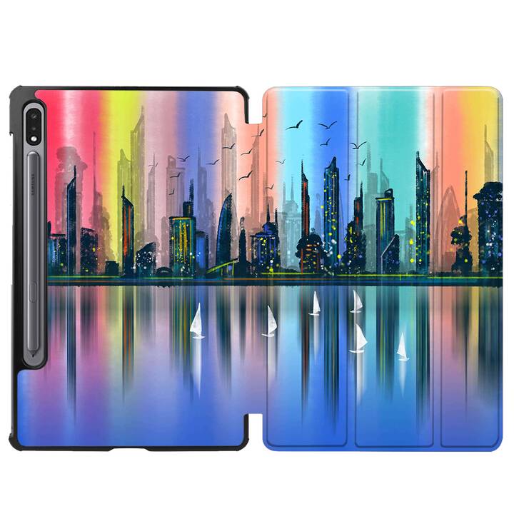 EG flip cover per Samsung Galaxy Tab S7 FE 12,4" (2021) - City painting multicolore