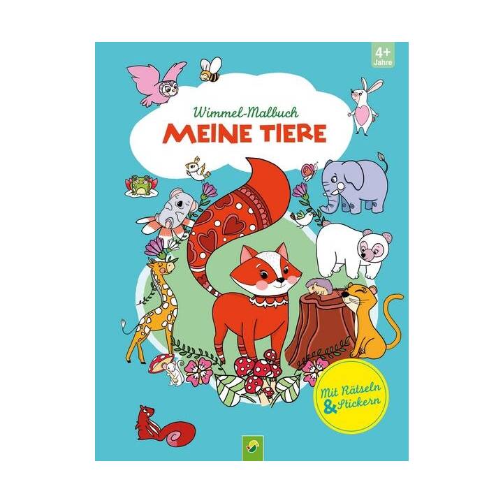 Wimmel-Malbuch Meine Tiere mit Rätseln & Stickern