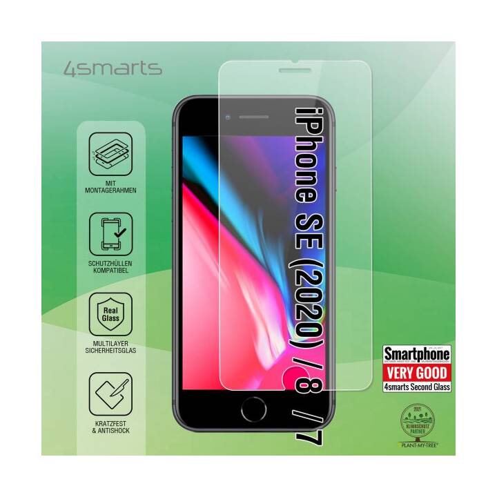 4SMARTS Vetro protettivo da schermo X-Pro (iPhone 7, iPhone SE 2020, iPhone 8, 1 pezzo)