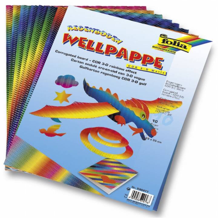 FOLIA Wellpappe 3D (Mehrfarbig, 10 Stück)
