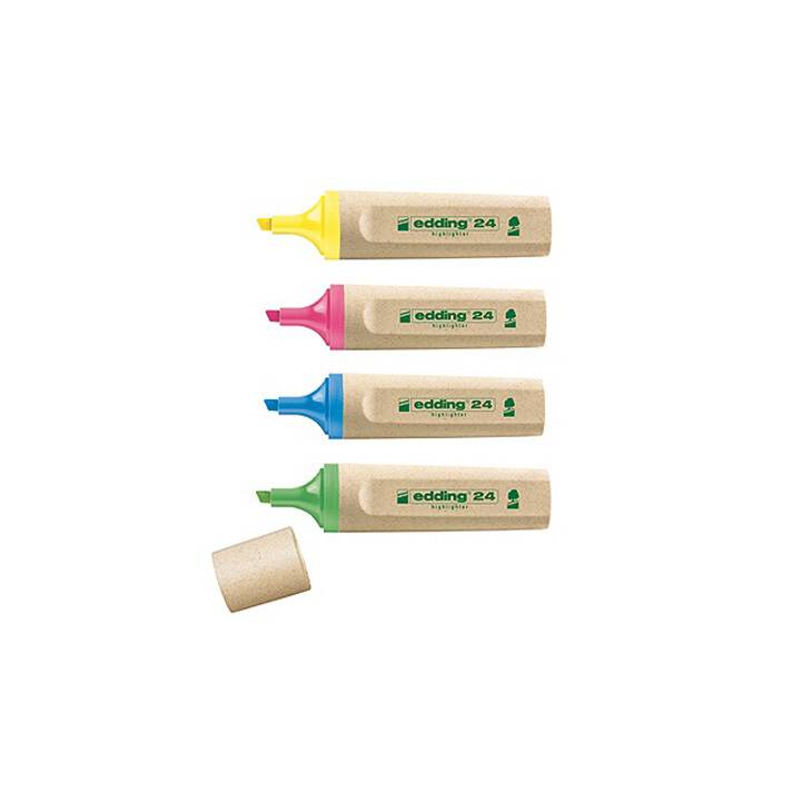 EDDING Textmarker 24 EcoLine (Orange, Pink, Grün, Gelb, 4 Stück)