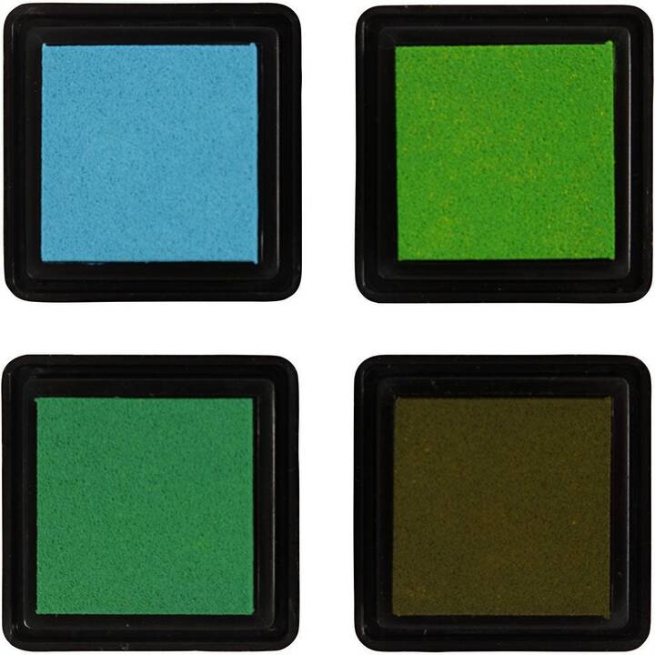 CREATIV COMPANY Cuscinetto per timbro Ink Pad (Marrone, Blu, Verde, 4 pezzo)