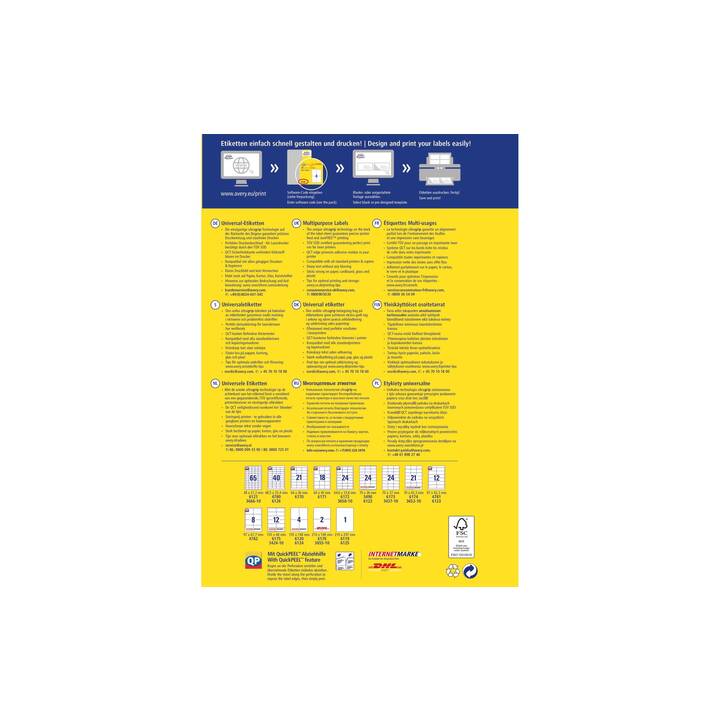 AVERY ZWECKFORM Foglie etichette per stampante (148 x 210 mm)