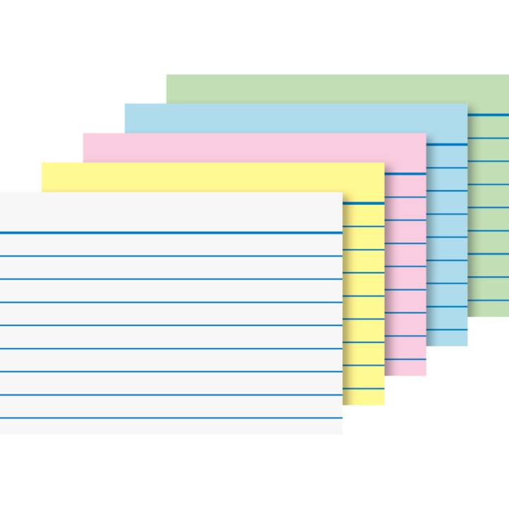 BRUNNEN Scheda per schedario (A8, Verde, Rosso, Blu, Bianco, Giallo, Rigato, 100 pezzo)