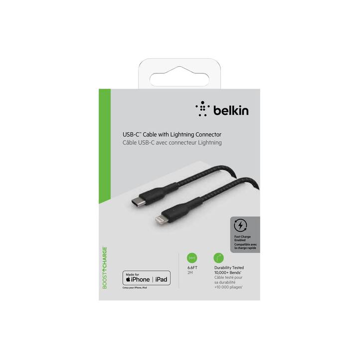 BELKIN CAA004BT2MBK Câble (USB C, Lightning, 2 m)
