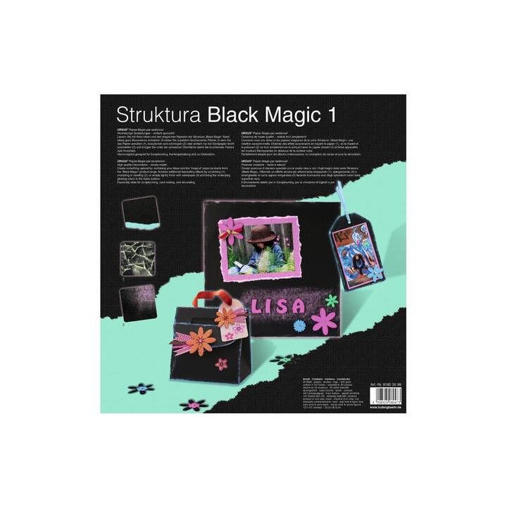 URSUS Fotokarton Struktura Black Magic (Mehrfarbig, 20 Stück)