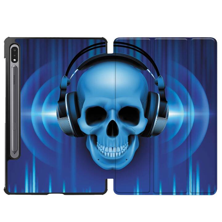 EG coque pour Samsung Galaxy Tab S8+ 12.4" (2022) - bleu - tête de mort