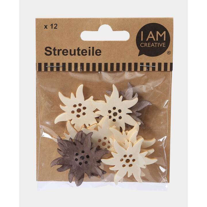 I AM CREATIVE Streudeko (Holz, Blumen, 12 Stück)