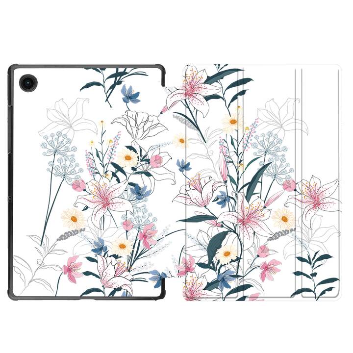 EG coque pour Samsung Galaxy Tab A8 10.5" (2021) - fleurs - blanc