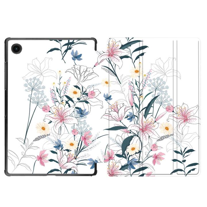 EG custodia per Samsung Galaxy Tab A8 10.5" (2021) - fiori - bianca