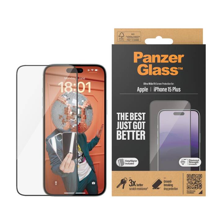 PANZERGLASS Verre de protection d'écran (iPhone 15 Plus, 1 pièce)