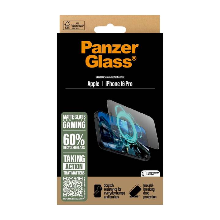 PANZERGLASS Displayschutzfolie Gaming Ultra-Wide Fit (iPhone 16 Pro, 1 Stück)