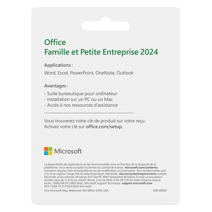 MICROSOFT Office Famille et Petite Enterprise 2024 (Versione completa, 1x, Francese)