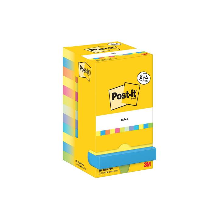 POST-IT Haftnotizen Super Sticky (12 x 100 Blatt, Mehrfarbig)