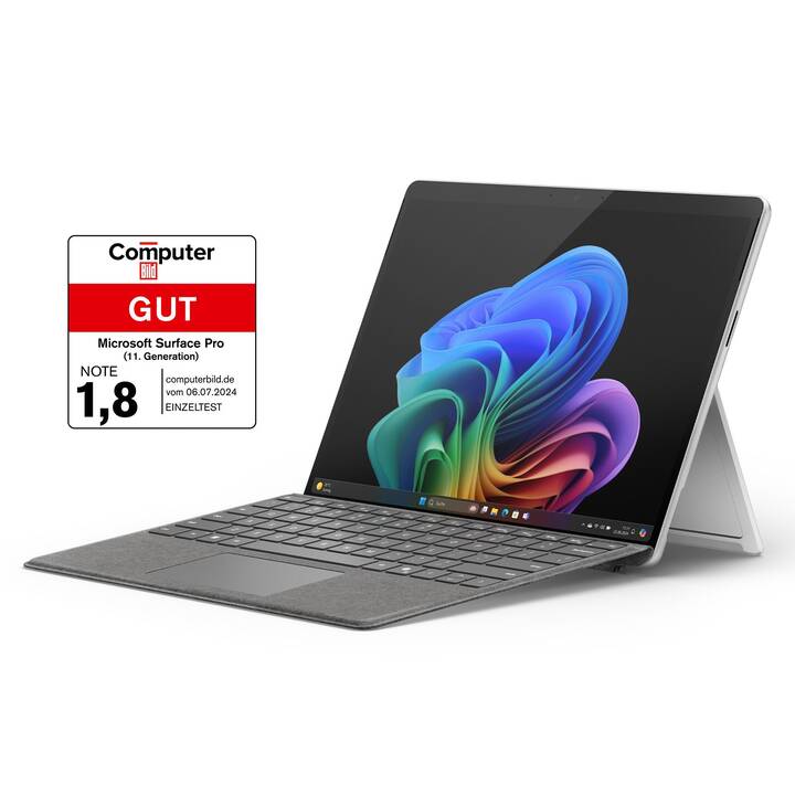 MICROSOFT Surface Pro – Copilot+ PC 11. Edition (13", Qualcomm, 16 GB RAM, 1000 GB SSD, Platine)