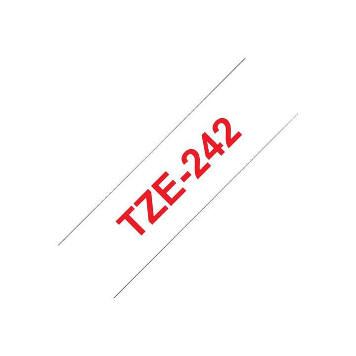 BROTHER TZe-242 Ruban d'écriture (Rouge / Blanc, 18 mm)