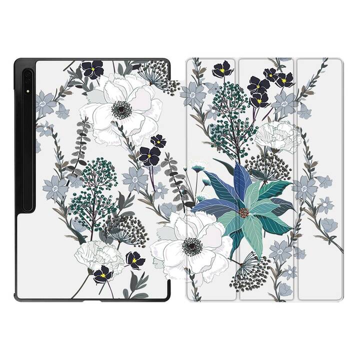 EG Schutzhülle (11", Galaxy Tab S9, Blumen, Blau)